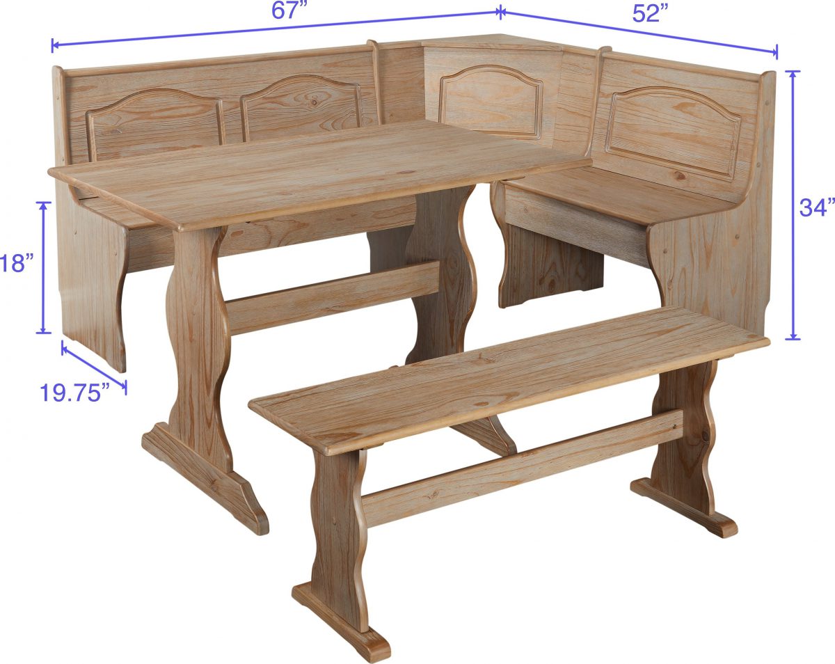 Simple Living Knox 3-Piece Nook Set with Hidden Storage