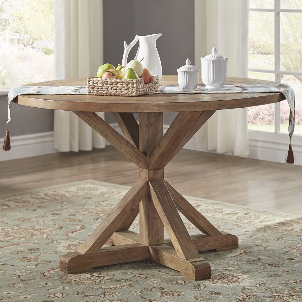 Benchwright Rustic X base 48 inch Round Dining Table Set By INSPIRE Q 